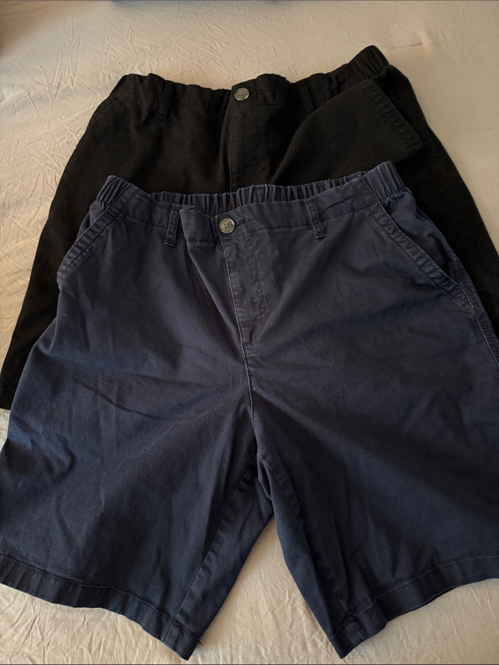Women’s Elastic Waist Chino Shorts - Navy and Black 9 inches